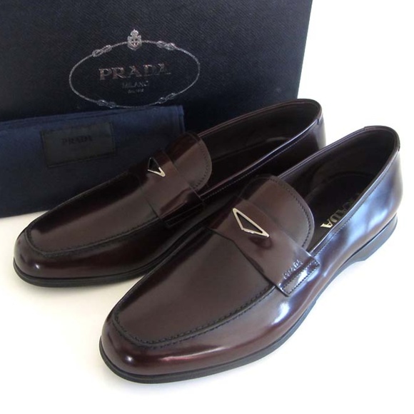 Prada Other - new PRADA logo burgundy penny loafers 10.5/11.5 US